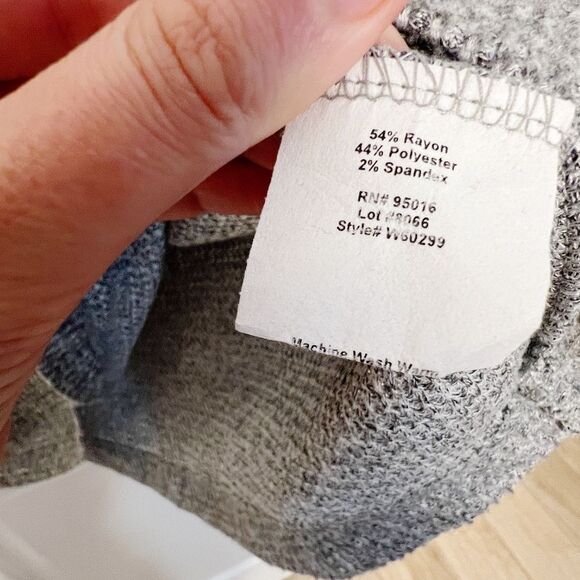 Straight Down Misty Top Sweater Grey Size S long sleeve waffle - Picture 9 of 10